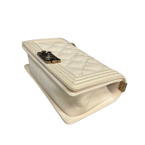 Chanel Quilted Medium Boy Flap Lambskin White