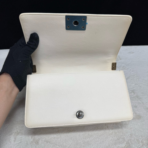 Chanel Quilted Medium Boy Flap Lambskin White