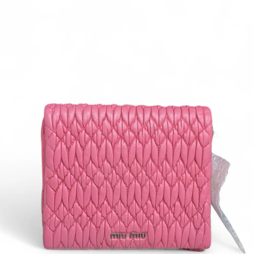 Miu Miu Gaufre Strass Mini Flap Crumpled Lambskin Pink Miu Miu Gaufre Strass Mini Flap Crumpled Lambskin Pink