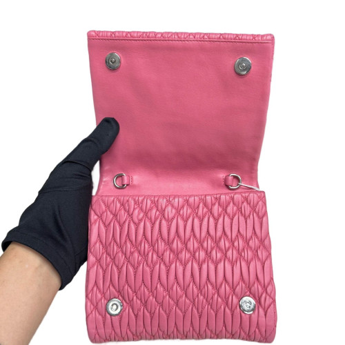 Miu Miu Gaufre Strass Mini Flap Crumpled Lambskin Pink Miu Miu Gaufre Strass Mini Flap Crumpled Lambskin Pink