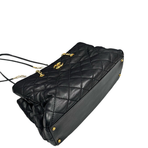 Chanel Quilted Tote Bag Lambskin Black