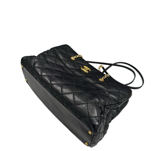 Chanel Quilted Tote Bag Lambskin Black
