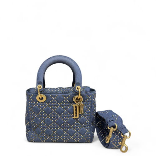 Dior Studded Medium Lady Dior Denim Blue Dior Studded Medium Lady Dior Denim Blue
