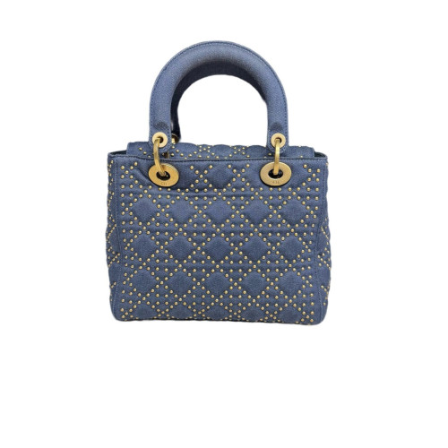 Dior Studded Medium Lady Dior Denim Blue Dior Studded Medium Lady Dior Denim Blue