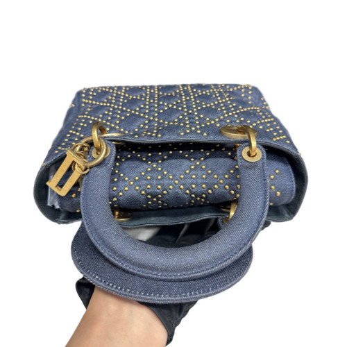 Dior Studded Medium Lady Dior Denim Blue Dior Studded Medium Lady Dior Denim Blue