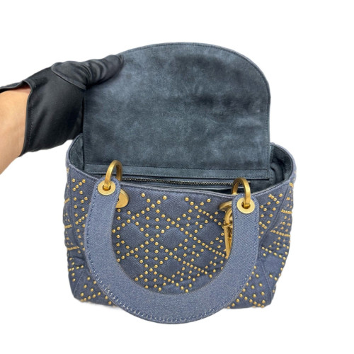 Dior Studded Medium Lady Dior Denim Blue Dior Studded Medium Lady Dior Denim Blue