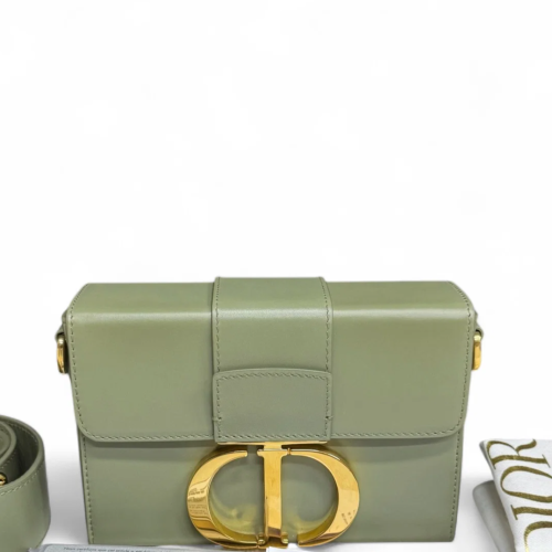 Dior 30 Montaigne Mini Box Bag Cuir Light Green