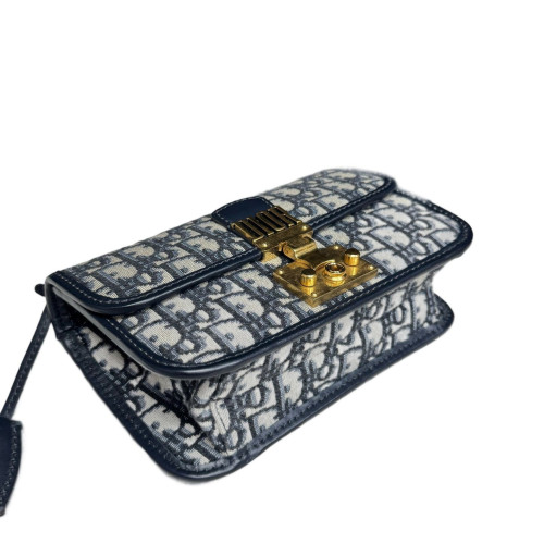 Dior Small Dioraddict Flap Oblique Navy Beige