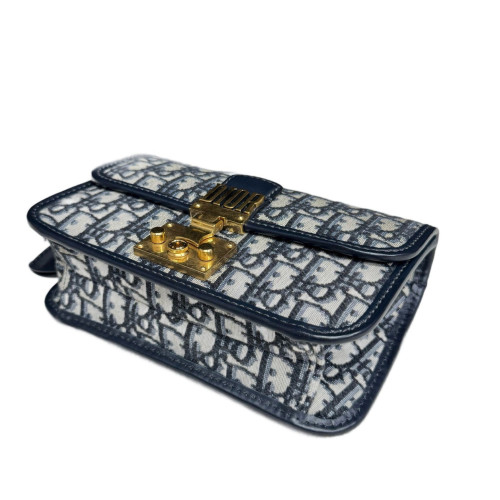 Dior Small Dioraddict Flap Oblique Navy Beige