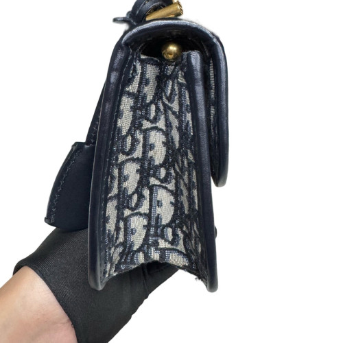 Dior Small Dioraddict Flap Oblique Navy Beige