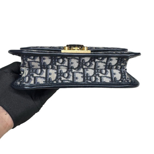Dior Small Dioraddict Flap Oblique Navy Beige