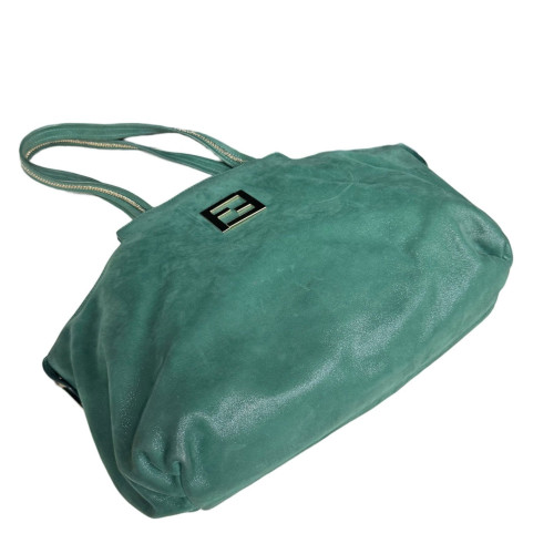 Fendi Tote Bag Suede Green