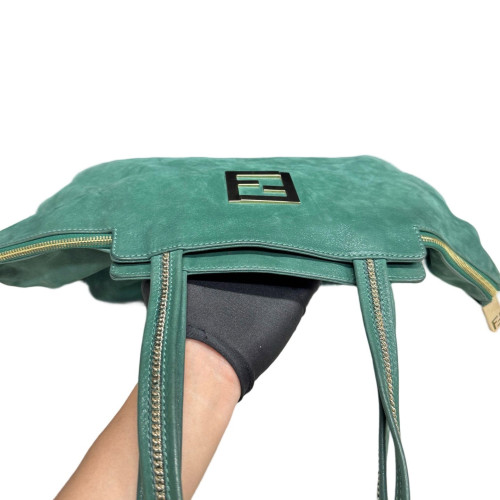 Fendi Tote Bag Suede Green