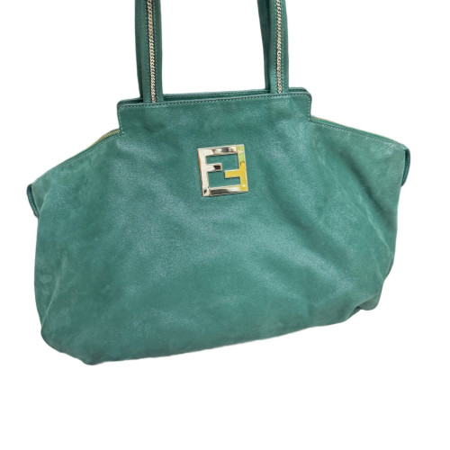 Fendi Tote Bag Suede Green