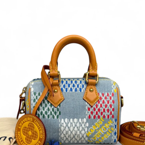 Louis Vuitton Speedy 18 Bandouliere Denim Monogram Blue
