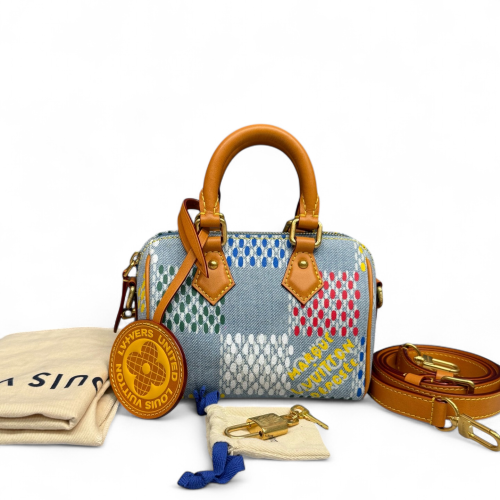 Louis Vuitton Speedy 18 Bandouliere Denim Monogram Blue
