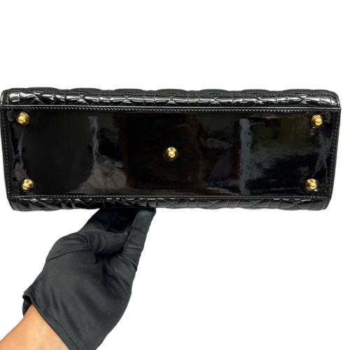 Dior Large Lady Dior Patent Calfskin Black