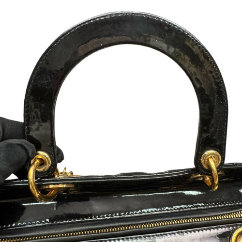 Dior Large Lady Dior Patent Calfskin Black