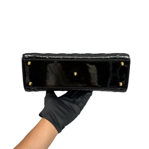 Dior Large Lady Dior Patent Calfskin Black