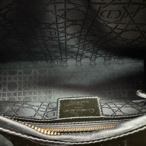 Dior Large Lady Dior Patent Calfskin Black