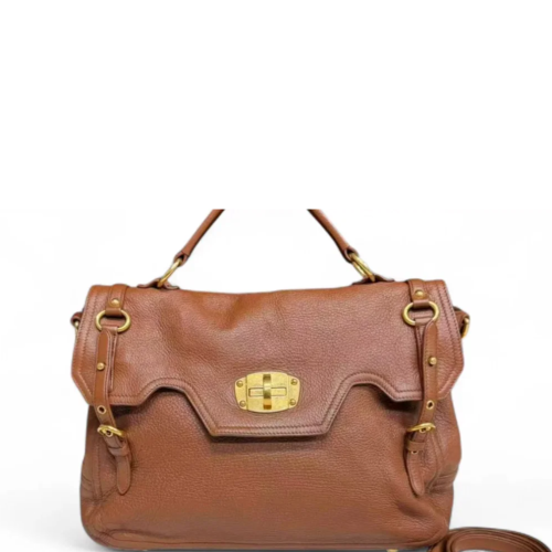Miu Miu Two-Way Bag Calfskin Brown