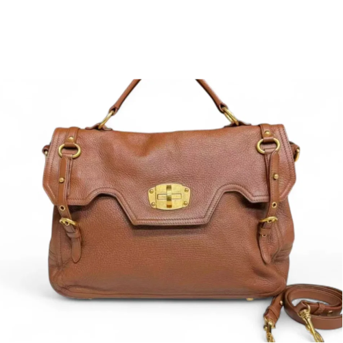 Miu Miu Two-Way Bag Calfskin Brown