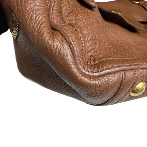 Miu Miu Two-Way Bag Calfskin Brown