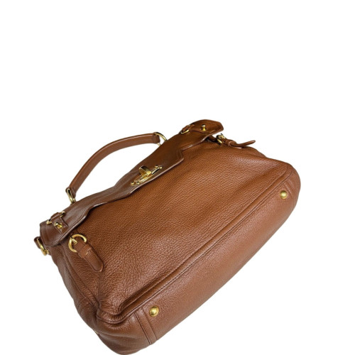 Miu Miu Two-Way Bag Calfskin Brown