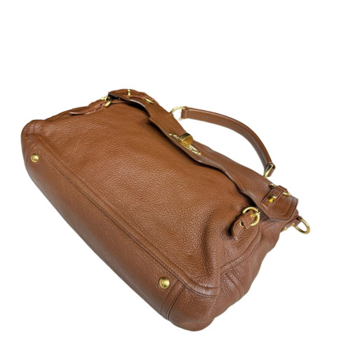 Miu Miu Two-Way Bag Calfskin Brown
