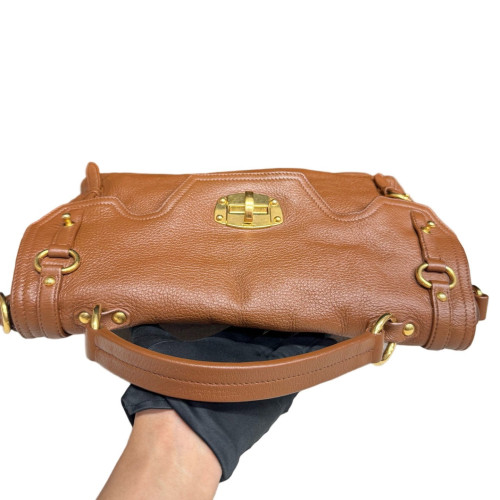 Miu Miu Two-Way Bag Calfskin Brown