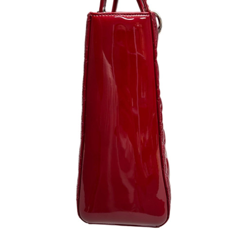 Dior Large Lady Dior Patent Calfskin Red