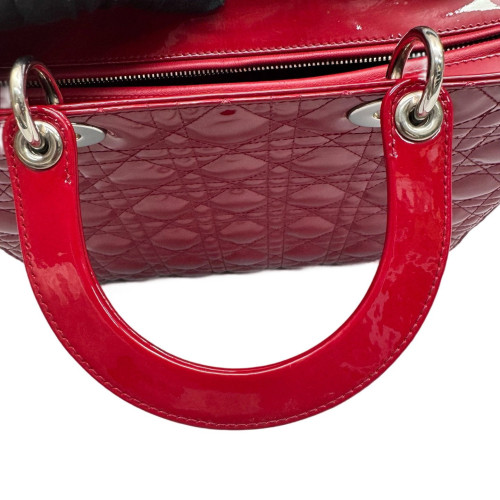 Dior Large Lady Dior Patent Calfskin Red
