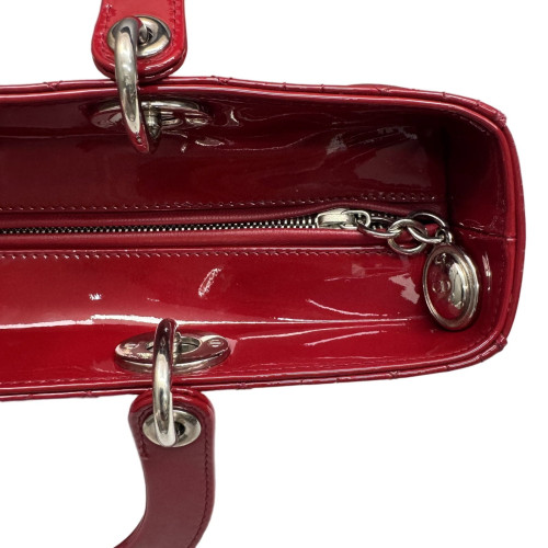 Dior Large Lady Dior Patent Calfskin Red