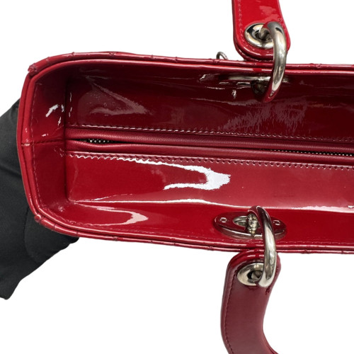 Dior Large Lady Dior Patent Calfskin Red