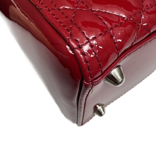 Dior Large Lady Dior Patent Calfskin Red