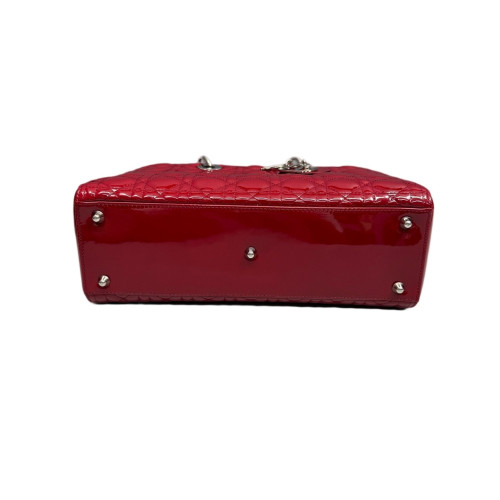 Dior Large Lady Dior Patent Calfskin Red