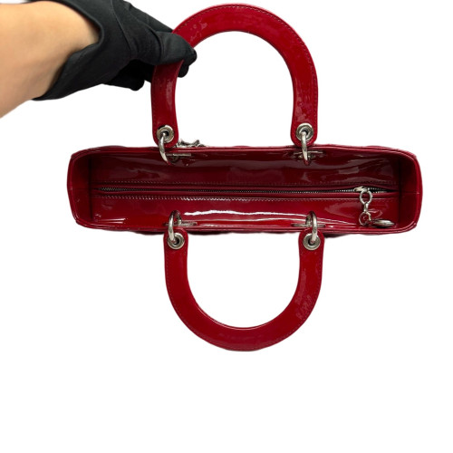 Dior Large Lady Dior Patent Calfskin Red