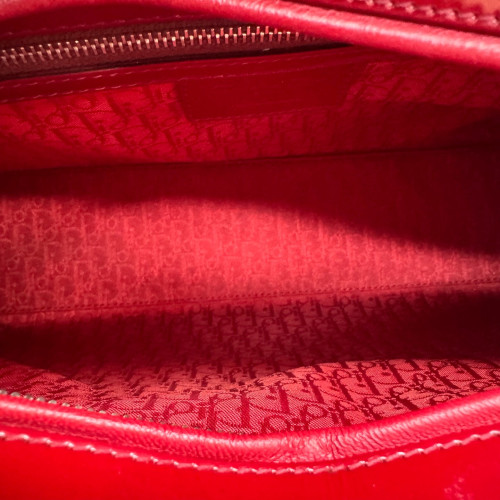 Dior Large Lady Dior Patent Calfskin Red