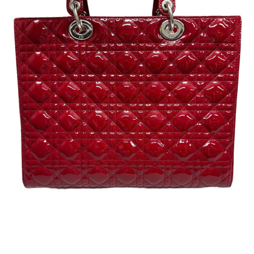 Dior Large Lady Dior Patent Calfskin Red