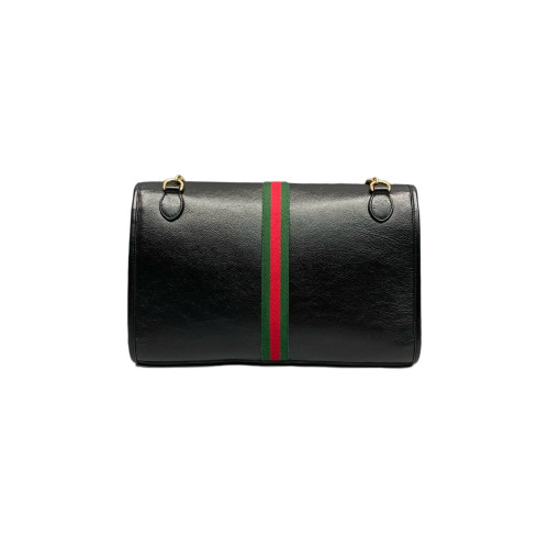 Gucci Crystal Medium Rajah Shoulder Bag Calfskin Black