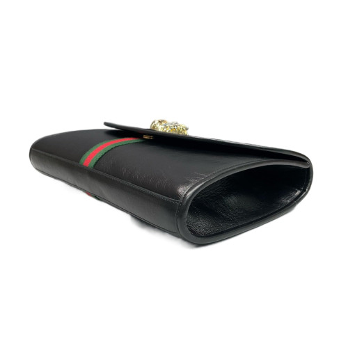Gucci Crystal Medium Rajah Shoulder Bag Calfskin Black