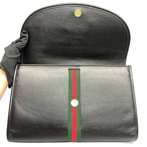 Gucci Crystal Medium Rajah Shoulder Bag Calfskin Black