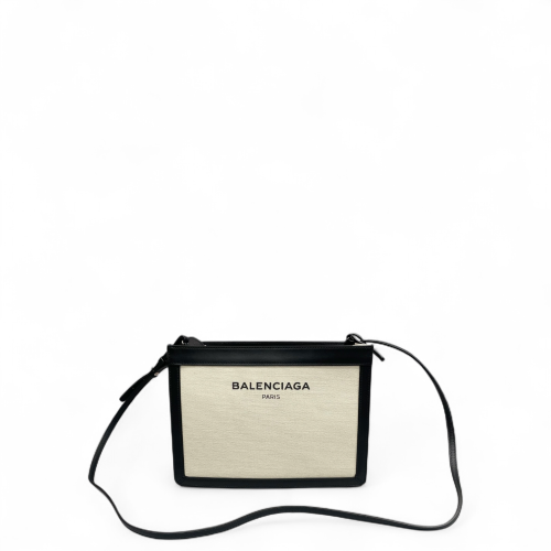 Balenciaga Crossbody Bag Canvas Calfskin White Black