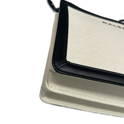 Balenciaga Crossbody Bag Canvas Calfskin White Black