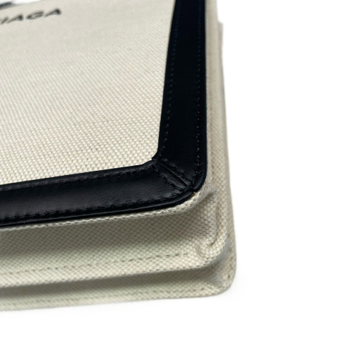Balenciaga Crossbody Bag Canvas Calfskin White Black