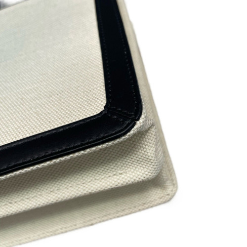Balenciaga Crossbody Bag Canvas Calfskin White Black