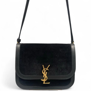 Yves Saint Laurent Medium Solferino Suede Calfskin Black