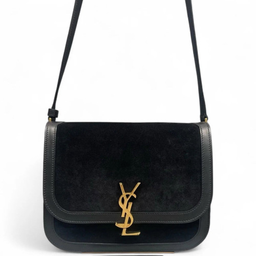 Yves Saint Laurent Medium Solferino Suede Calfskin Black Yves Saint Laurent Medium Solferino Suede Calfskin Black