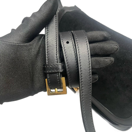 Yves Saint Laurent Medium Solferino Suede Calfskin Black Yves Saint Laurent Medium Solferino Suede Calfskin Black