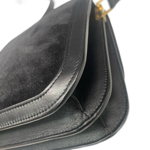 Yves Saint Laurent Medium Solferino Suede Calfskin Black Yves Saint Laurent Medium Solferino Suede Calfskin Black